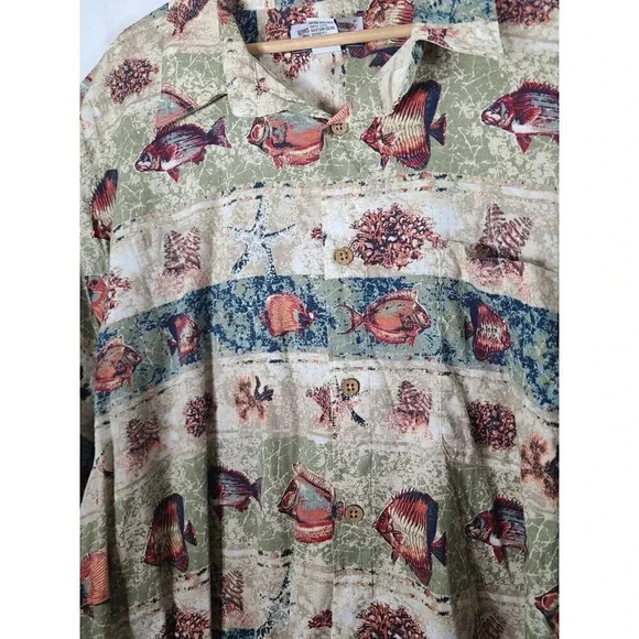 Boca Classics Hawaiian Shirt Mens 3XL Fish Print- Cotton And Rayon - Picture 2 of 6